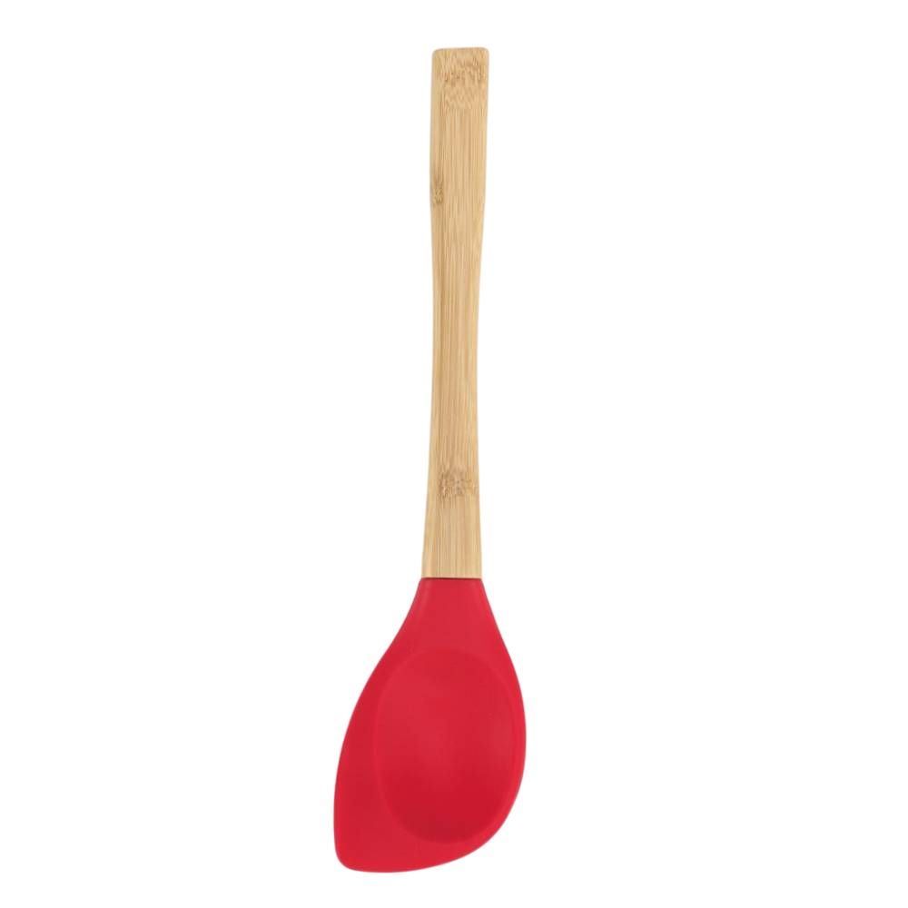 Colher Espátula De Silicone Com Cabo De Bambu Havan Casa - Vermelho