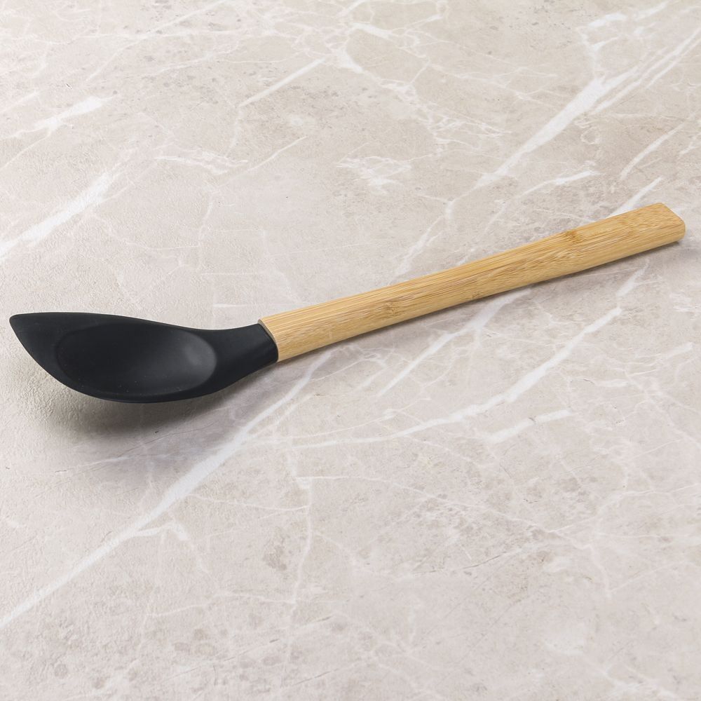 Colher Espátula De Silicone Com Cabo De Bambu Havan Casa - Preto