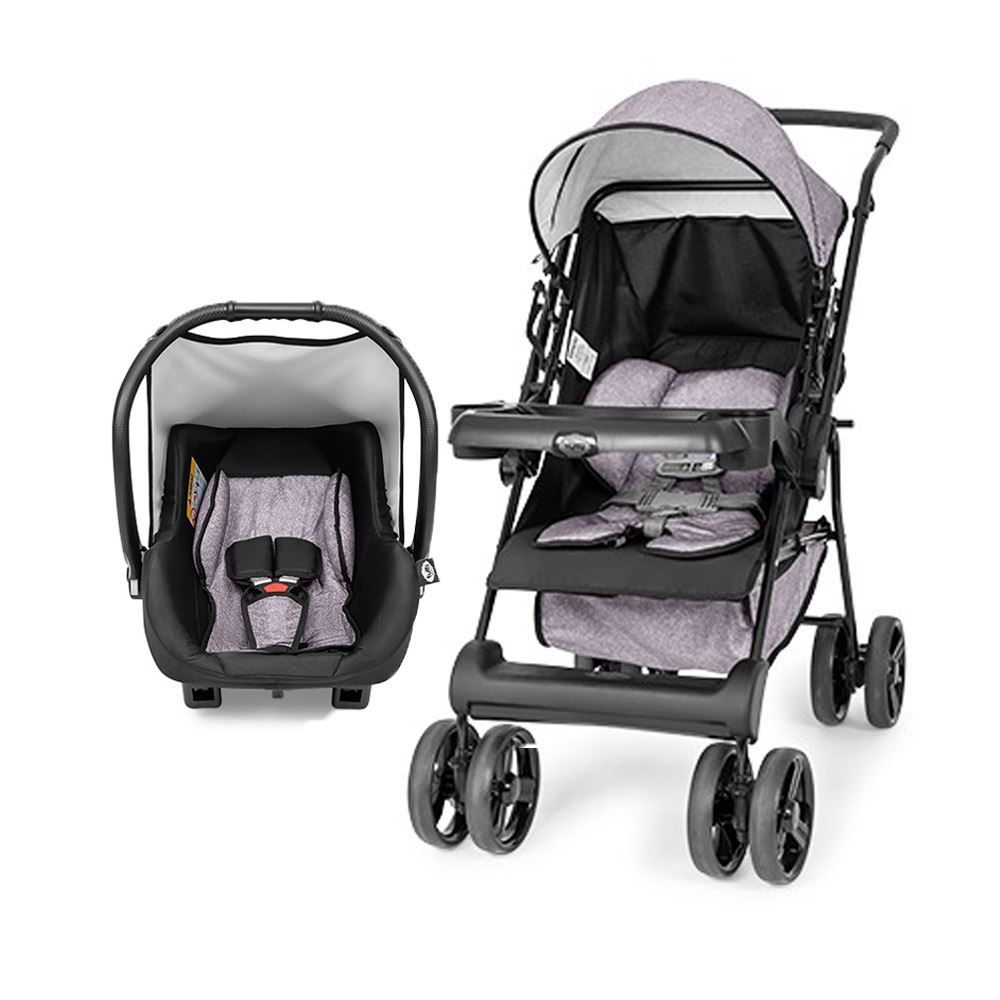 Combo Carrinho Solare E Bebe Conforto Tutti Baby - Cinza Mescla