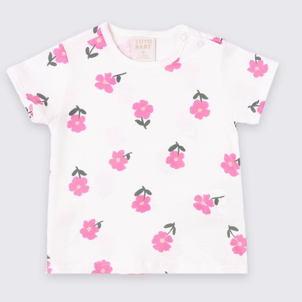Conjunto Bebê Menina Jardineira e Blusa Estampada Yoyo Baby