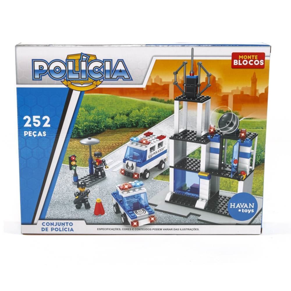 Conjunto Blocos De Montar Polícia 252 Peças Havan Toys - HME1358