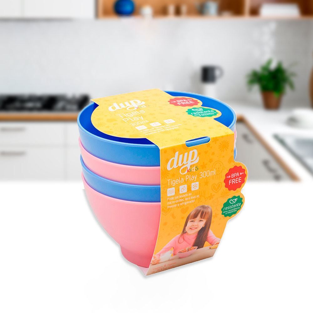 Conjunto de 4 Tigelas 300ml Play Kids Dup - Colors