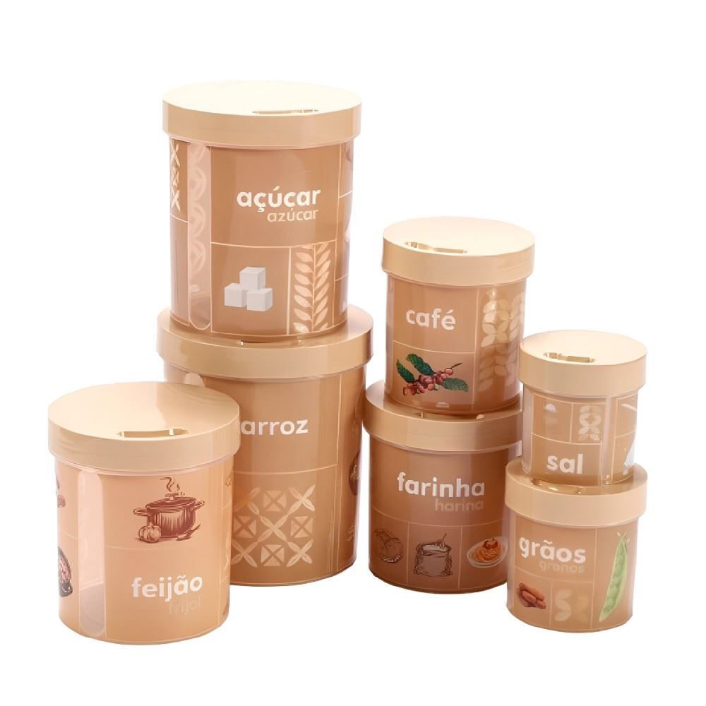 Jogo De Potes Redondos Plasútil  - Cinza