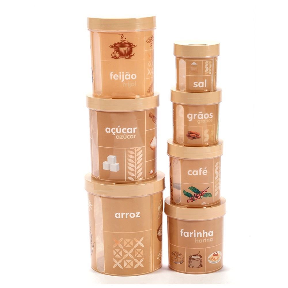 Jogo De Potes Redondos Plasútil  - Cinza