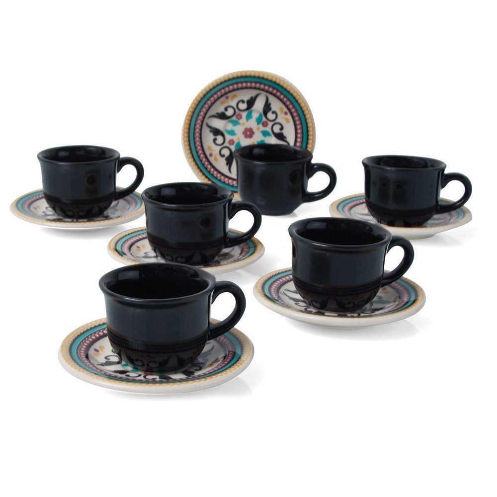 Jogo De Café Floreal Luiza Oxford 12 Pçs - Preto