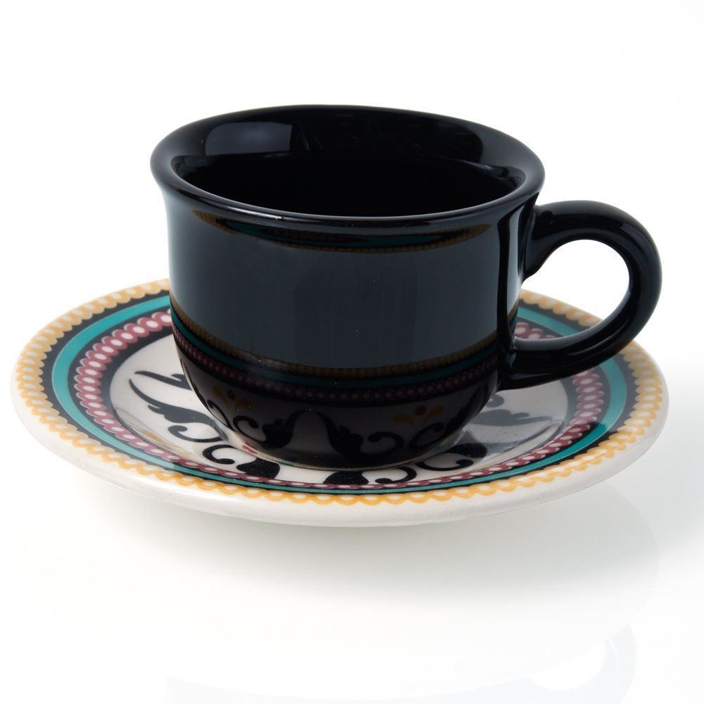 Jogo De Café Floreal Luiza Oxford 12 Pçs - Preto