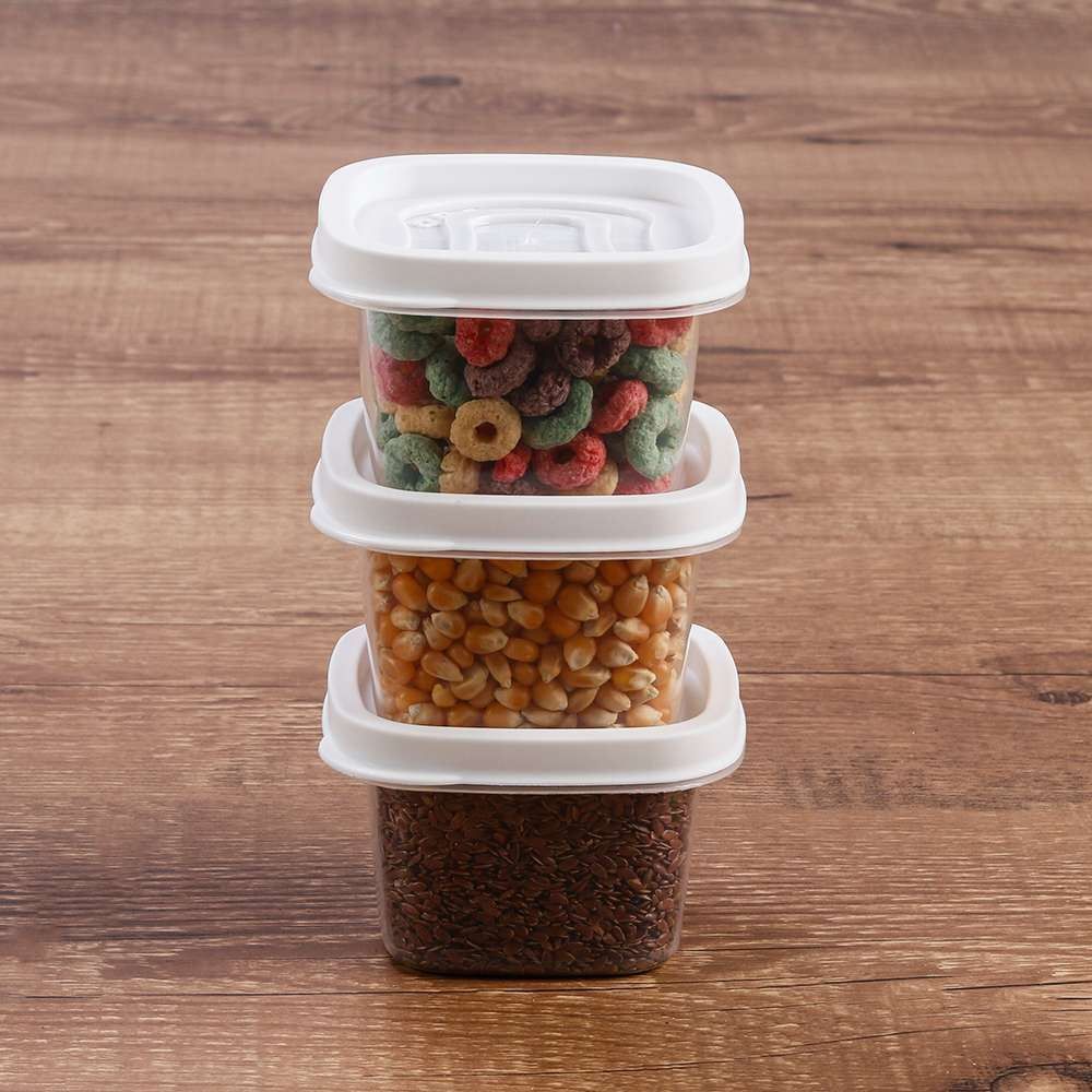 Jogo De Potes Quadrado Clic Plasútil 200 Ml - 3 Peças 