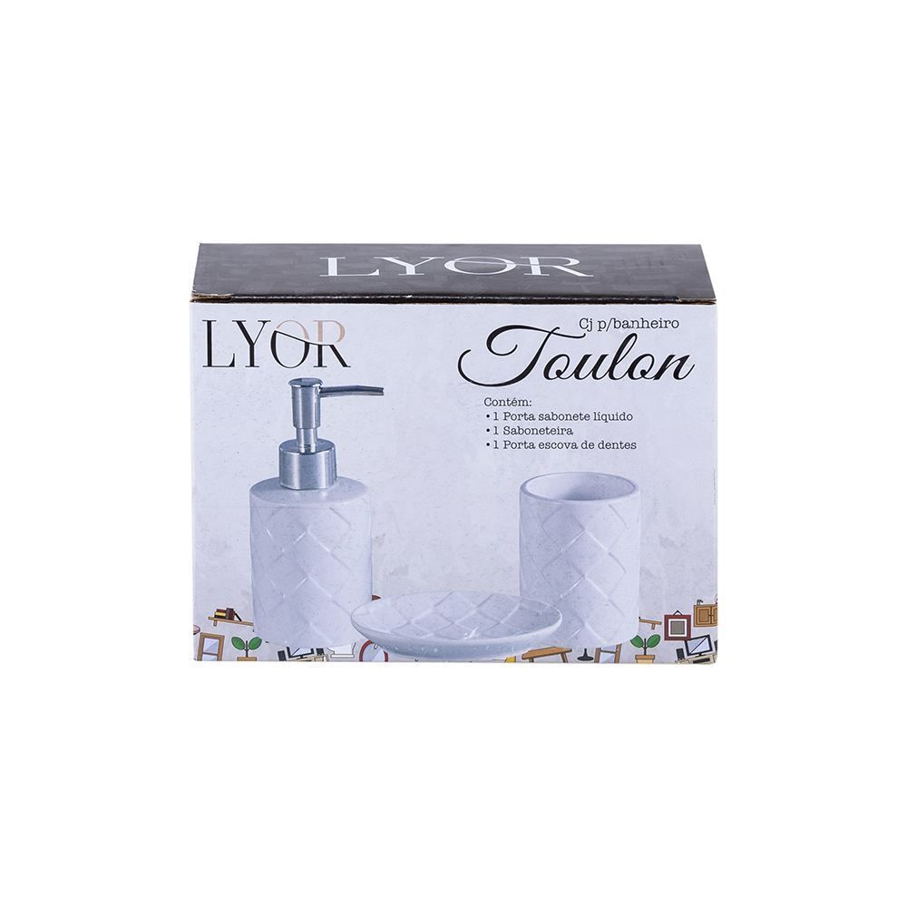 Conjunto Para Banheiro Branco 3 Peças Lyor - Toulon