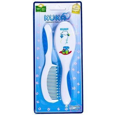 Kit Pente e Escova para Cabelo Bebê Soft Kuka Baby - Azul