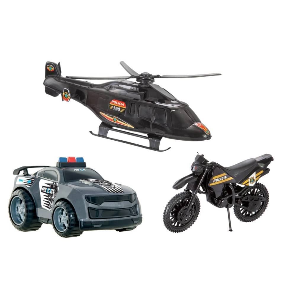 Conjunto Triplo Carro, Moto E Helicoptero Bs Toys  - 472 