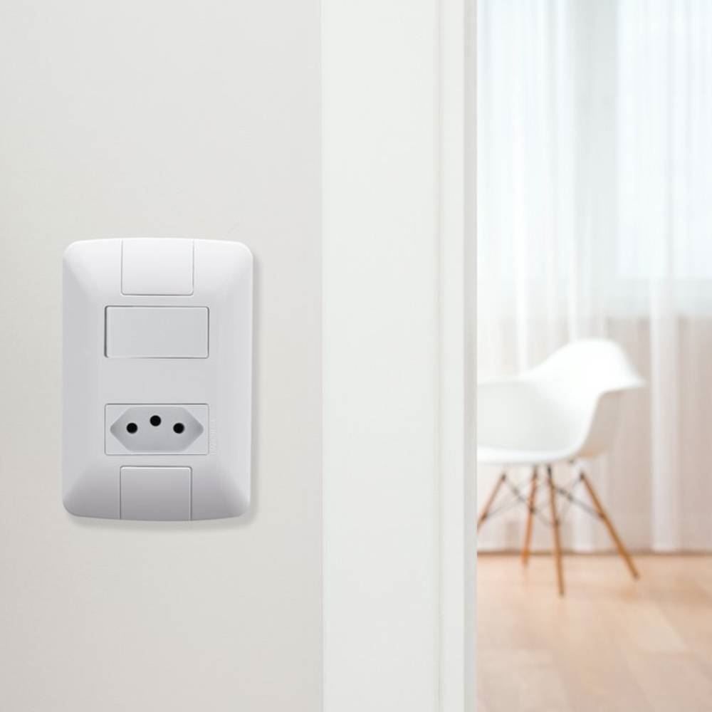 Conjunto1 Interruptor E 1 Tomada Simples 6 A 250 V Tramontina - 57241064