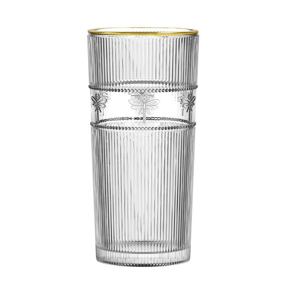 Copo Alto Libélula Filete Dourado L’Hermitage 350Ml - Transparente