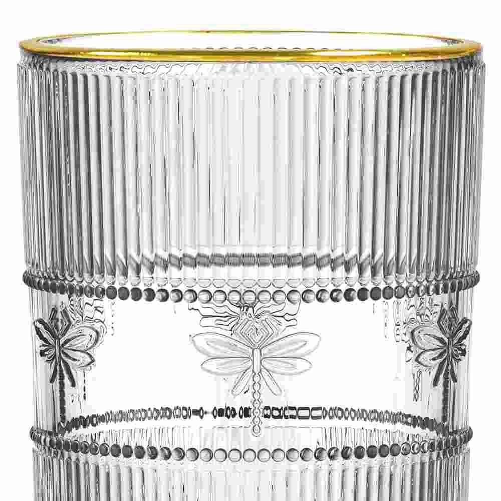 Copo Alto Libélula Filete Dourado L’Hermitage 350Ml - Transparente