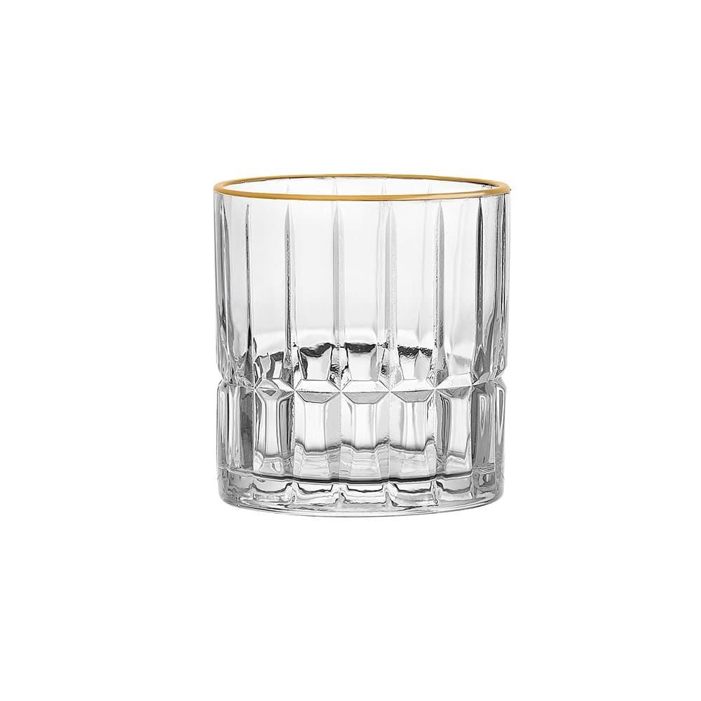 Copo Baixo De Vidro Cristalle Com Filete Dourado 320Ml - Hauskraft