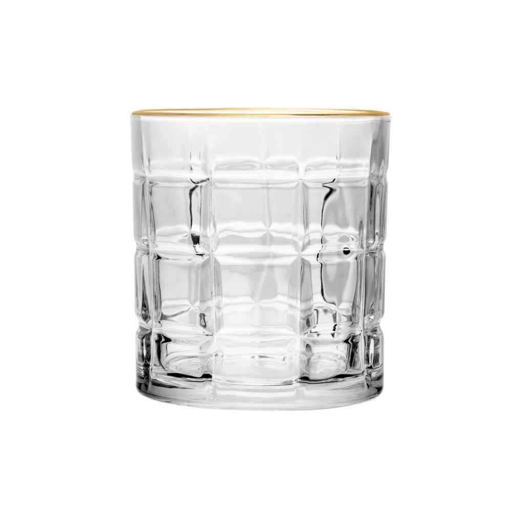 Copo De Whisky Com Filete Dourado Square Lyor - 330ml