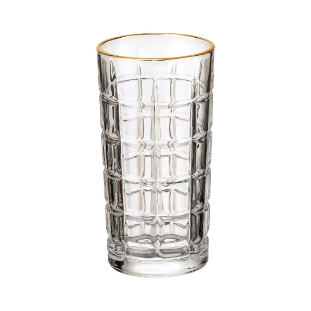 Copo Long De Vidro Com Filete Dourado Hauskraft - 380ml