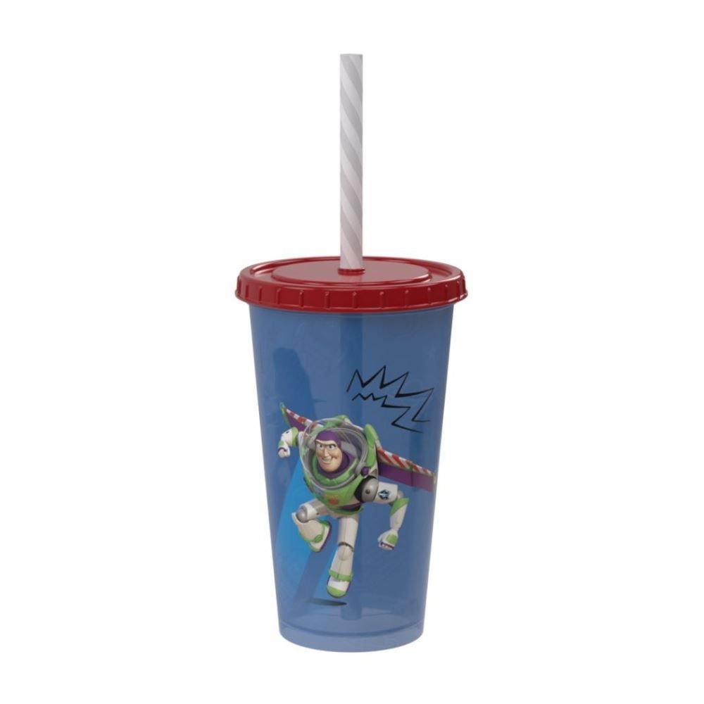 Copo com Canudo Toy Story Plasútil 500Ml