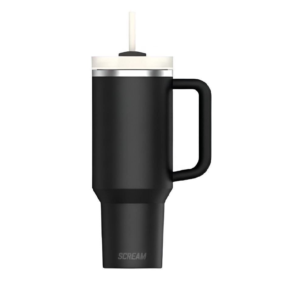 Copo Térmico Com Canudo E Alça Preto Scream Havan Casa - 1,2 Litros
