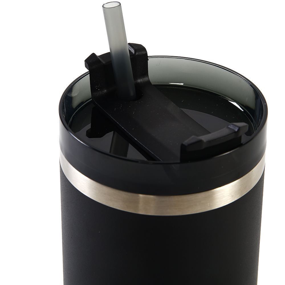 Copo Térmico Com Canudo Plasvale 900Ml - Preto