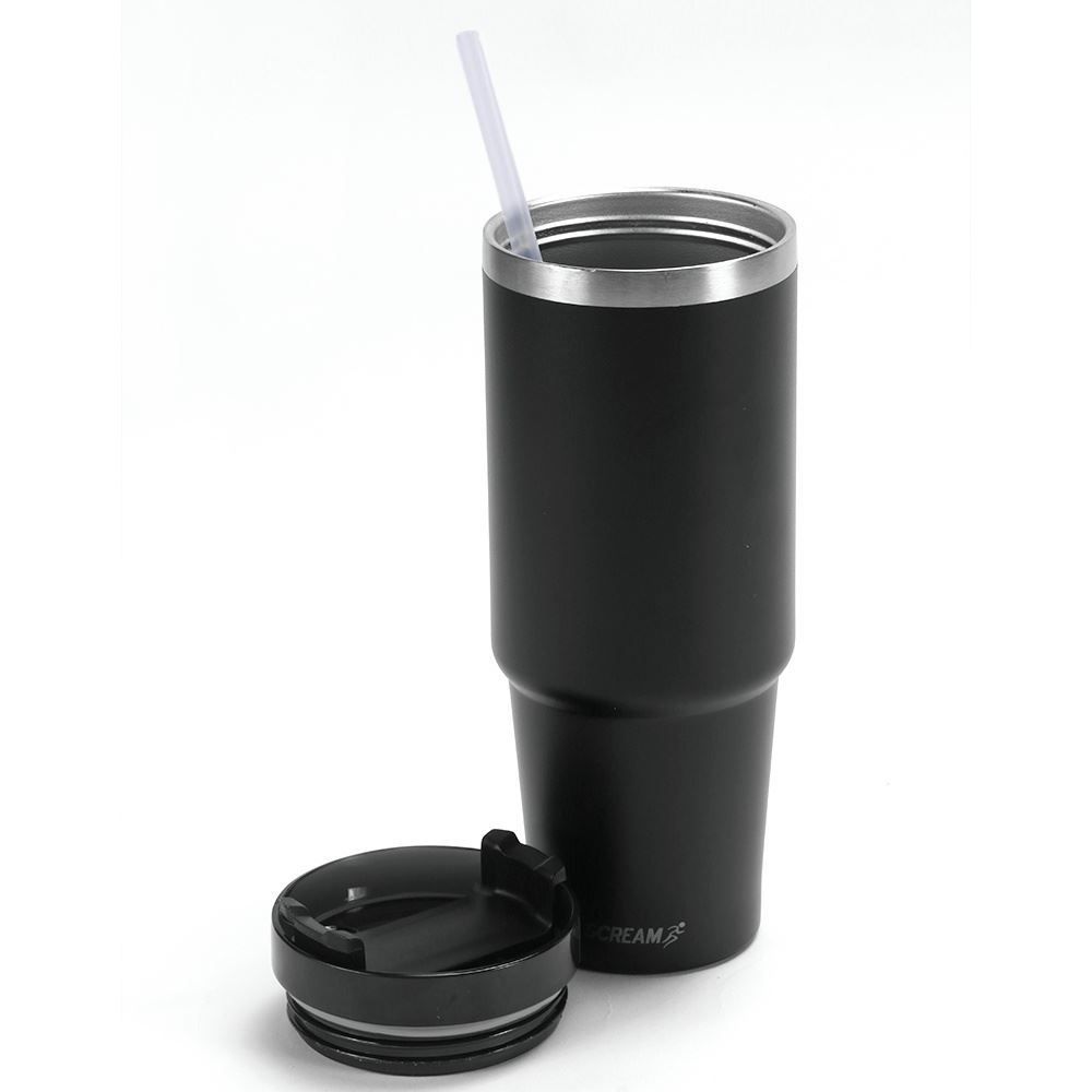 Copo Térmico Com Canudo Preto Scream Havan Casa - 900Ml