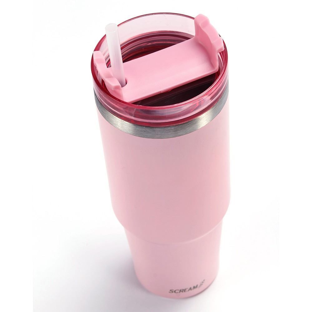 Copo Térmico Com Canudo Rosa Scream Havan Casa - 900Ml