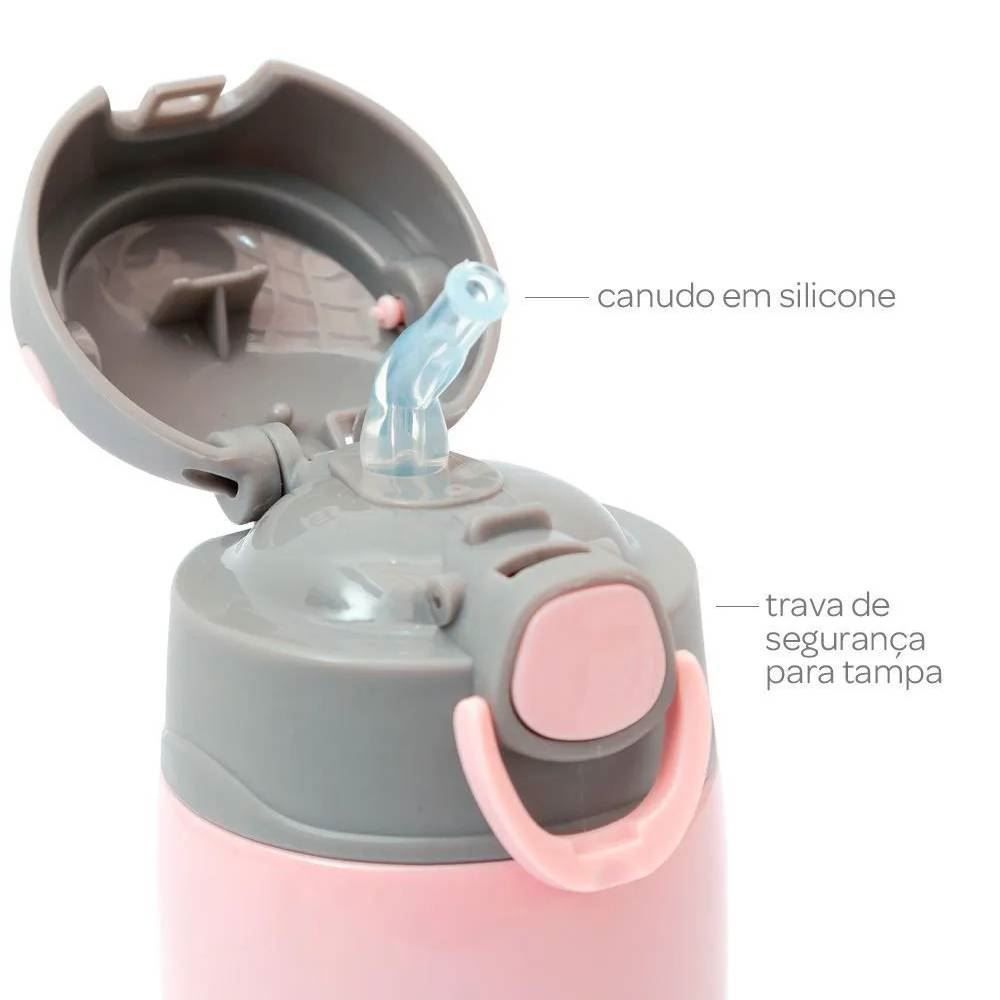 Copo Térmico Infantil Com Canudo Gumy Buba - Rosa Claro