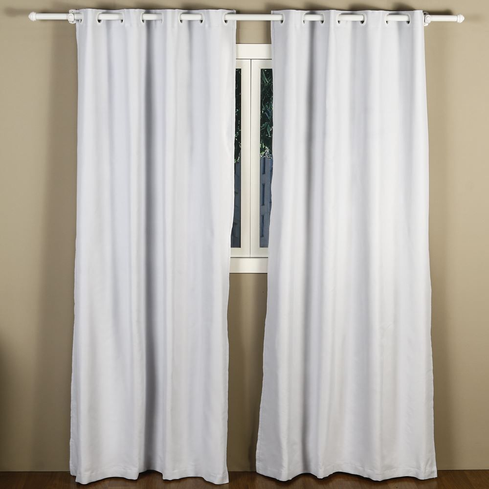 Cortina Para Quarto E Sala  2,60X2,30 M Corta Luz Tecido Brilho Liso - Branco 