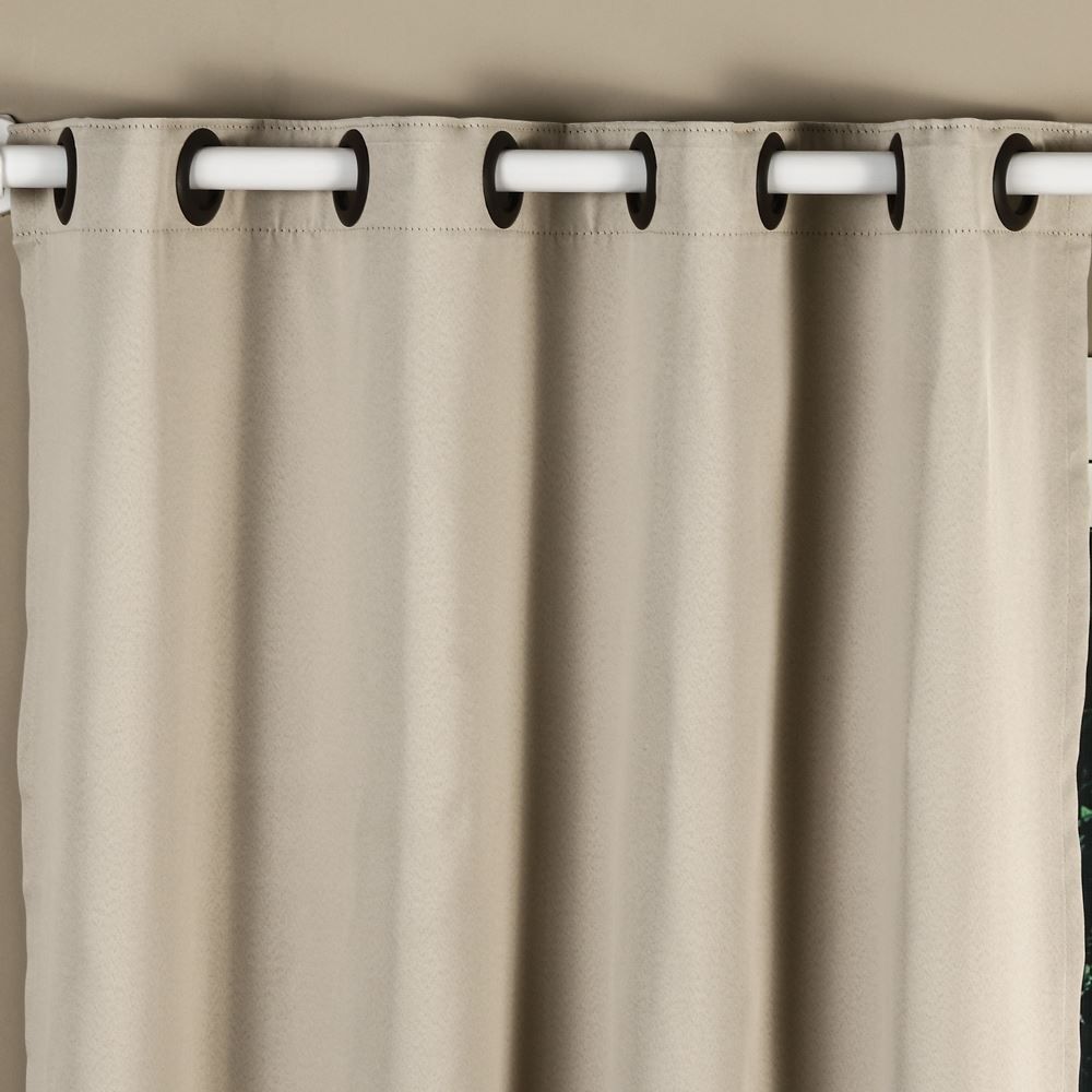 Cortina Para Quarto E Sala  2,60X2,30 M Corta Luz Tecido Brilho Liso - Marfim 