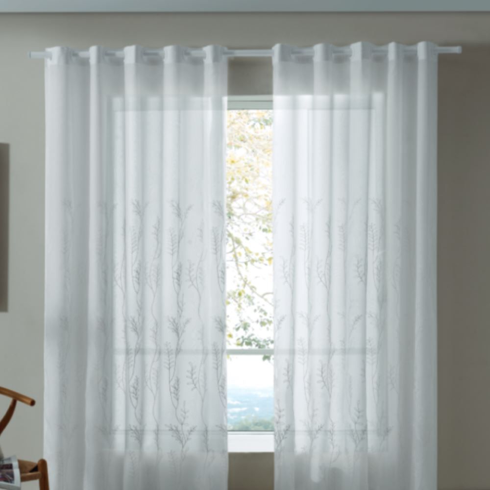Cortina Duplex Firenze Para Quarto Ou Sala 3,00X1,70 M Bordada Havan Casa - Branco