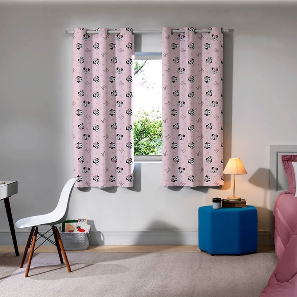 Cortina Infantil 2,40X1,70 Corta Luz Minnie Havan Casa - Rosa