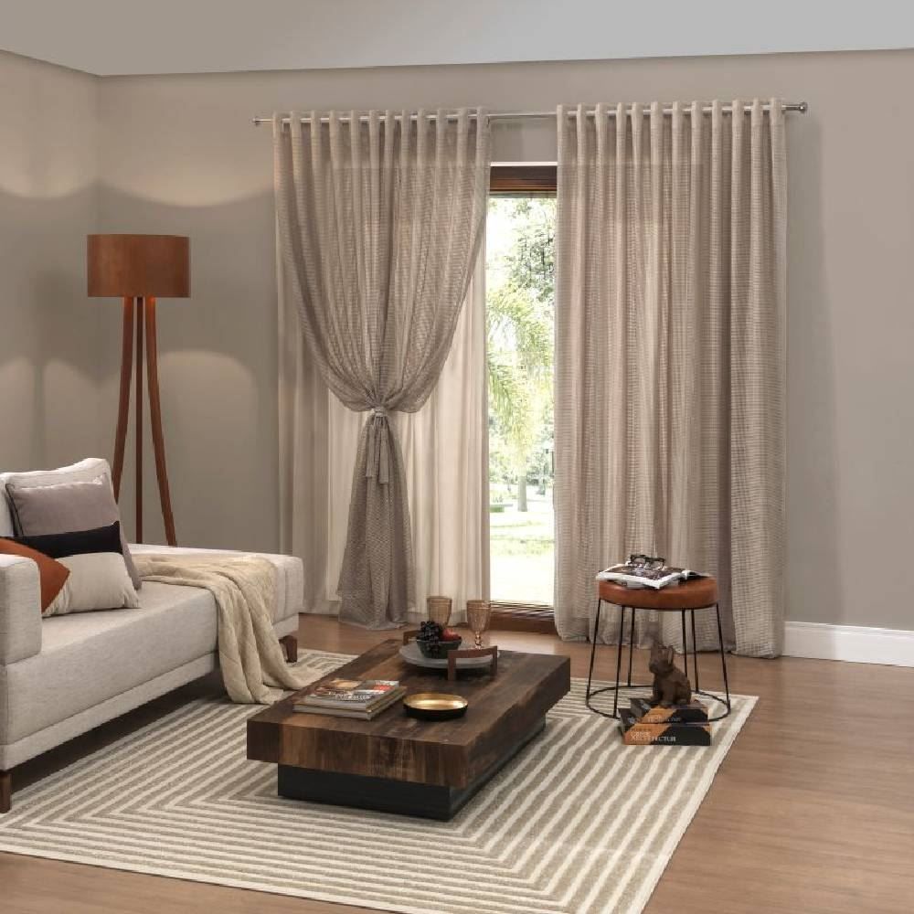 Cortina para Sala e Quarto 3,50M X 2,50 m com Forro Ibiza Havan Casa - Bege