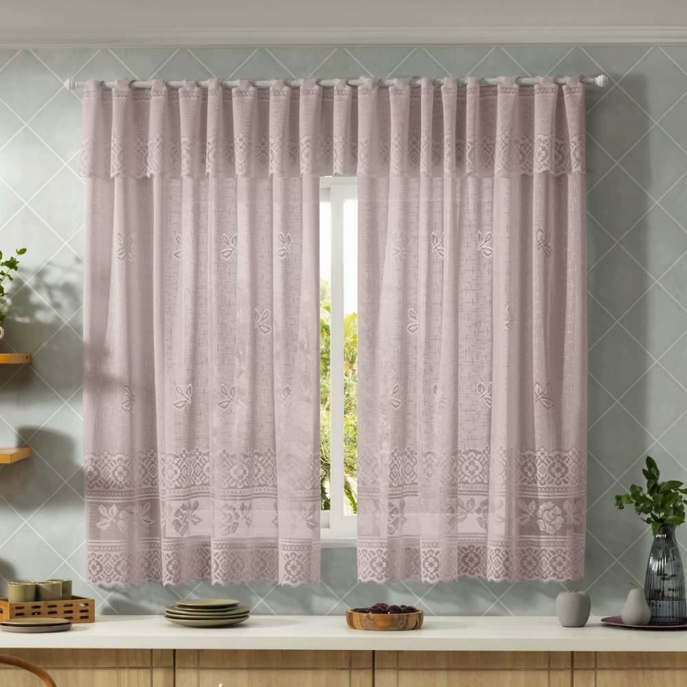 Cortina Para Cozinha 2,00X1,50 M Valencia Lisa Havan Casa - Bege