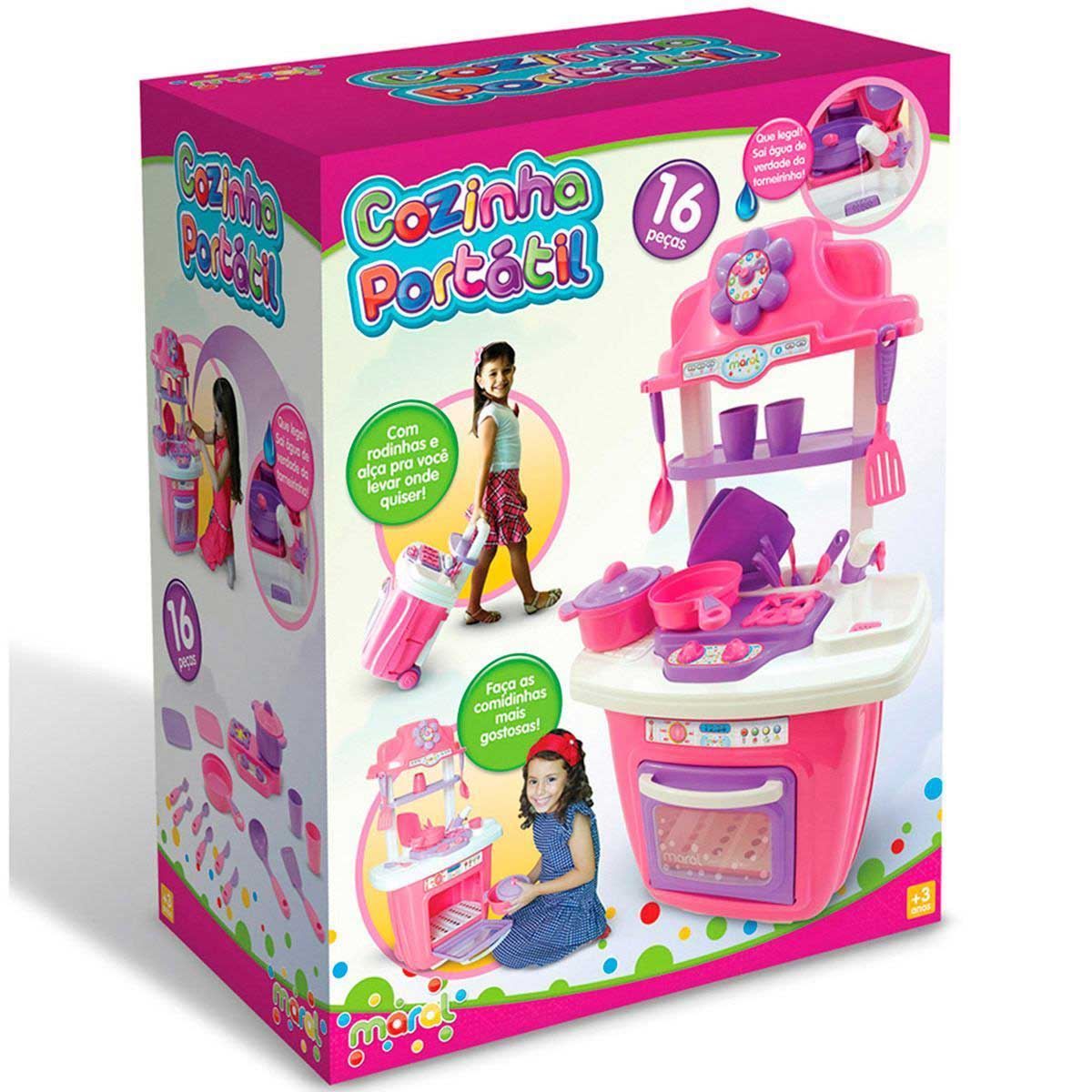 Cozinha Infantil Portátil Infantil Vira Maleta Maral - Rosa