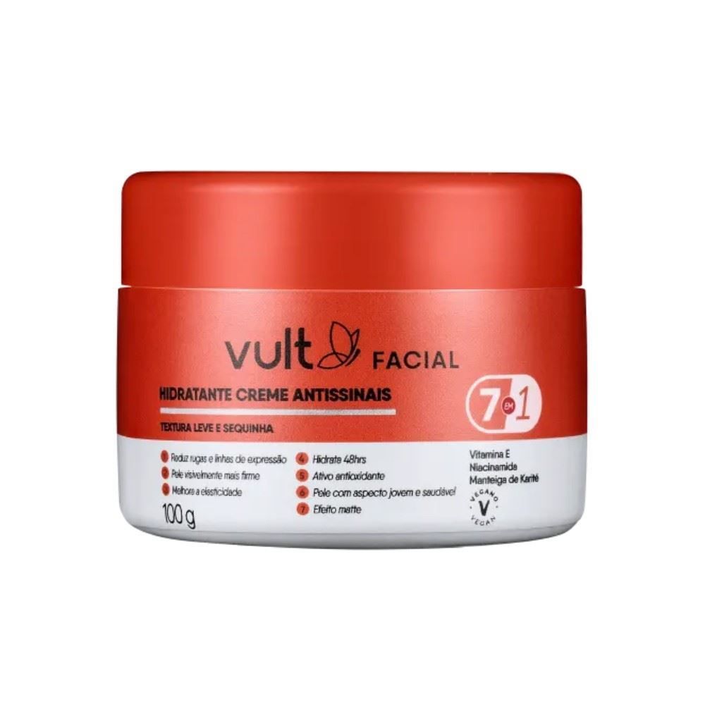Creme Hidratante Facial Noturno 7 Em 1 Vult 100G  - Care Antissinais
