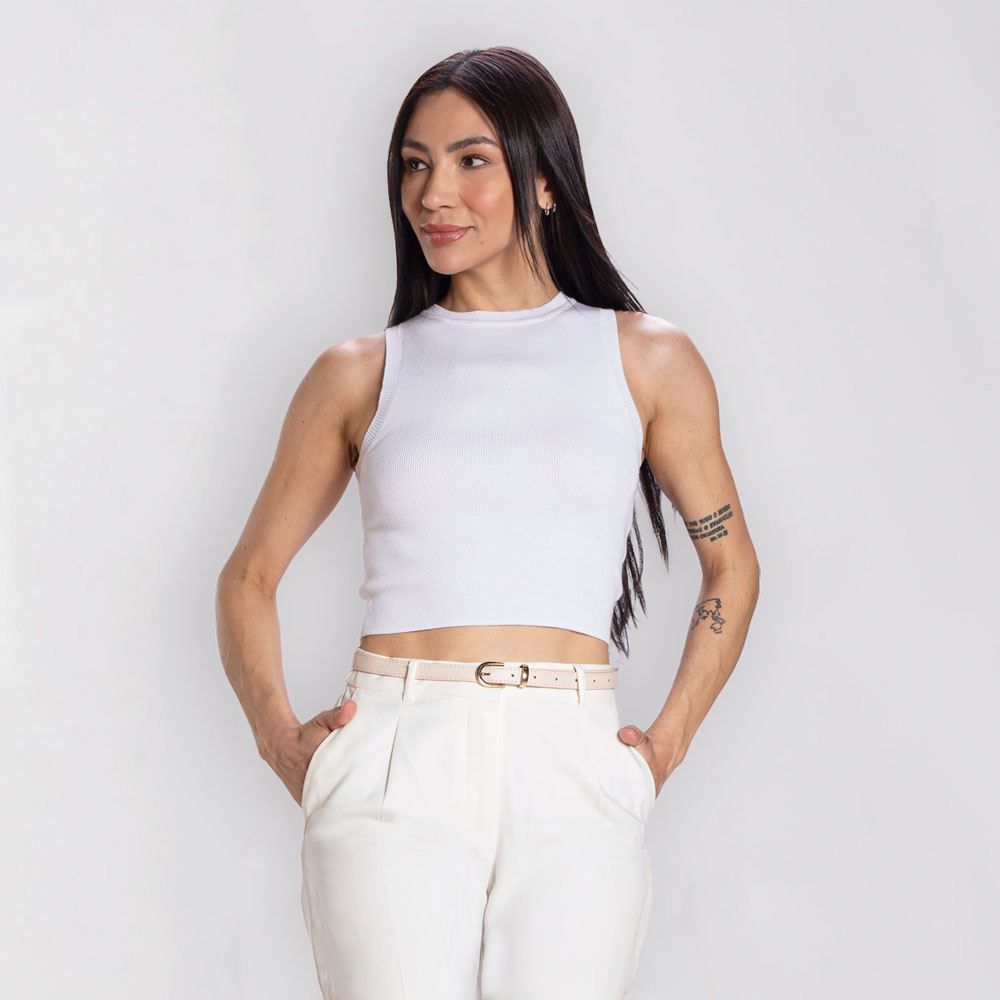 Cropped Regata Feminino Tricot Patricia Foster
