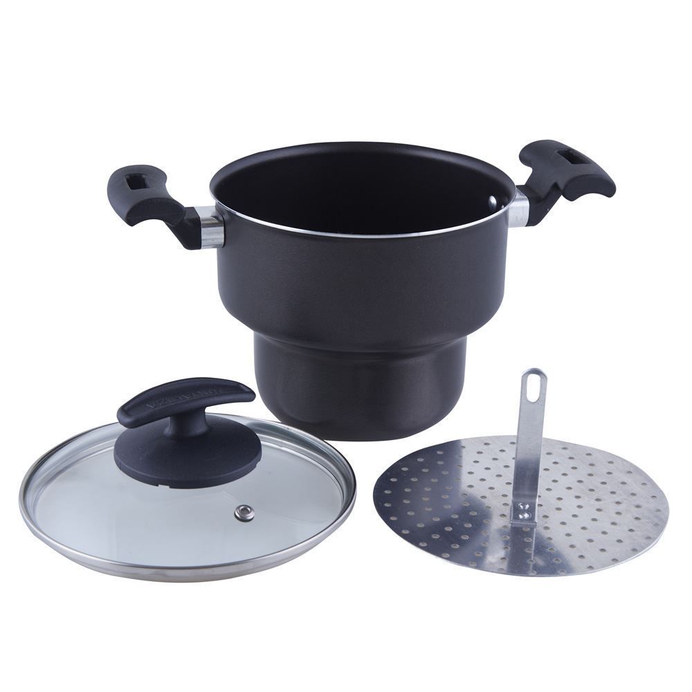 Cuscuzeira Com Tampa Em Vidro Fortaleza 16Cm - Preto