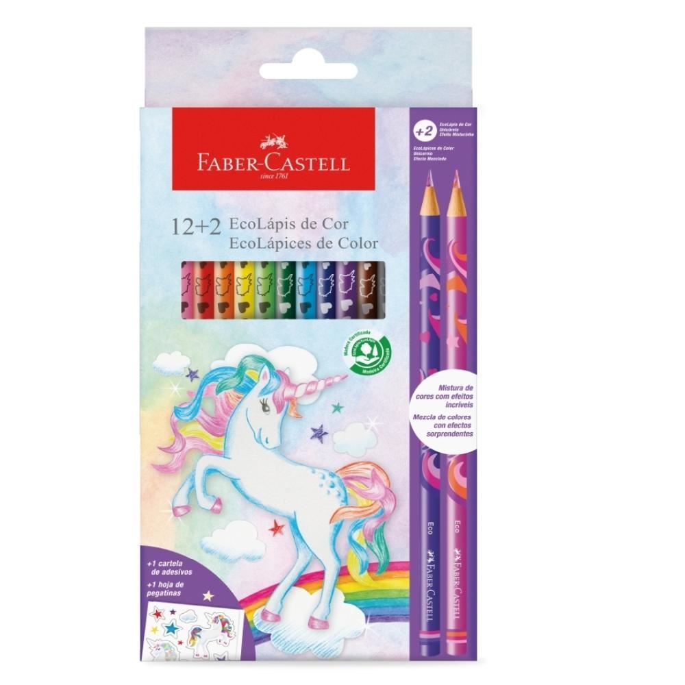 Ecolápis De Cor 12 Cores + 2 Cores Misturinha Faber Castell - Unicórnio