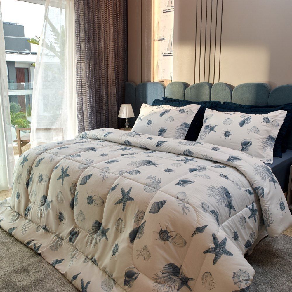 Edredom Casal 100% Algodão Buona Fortuna - Brisa Do Mar Azul