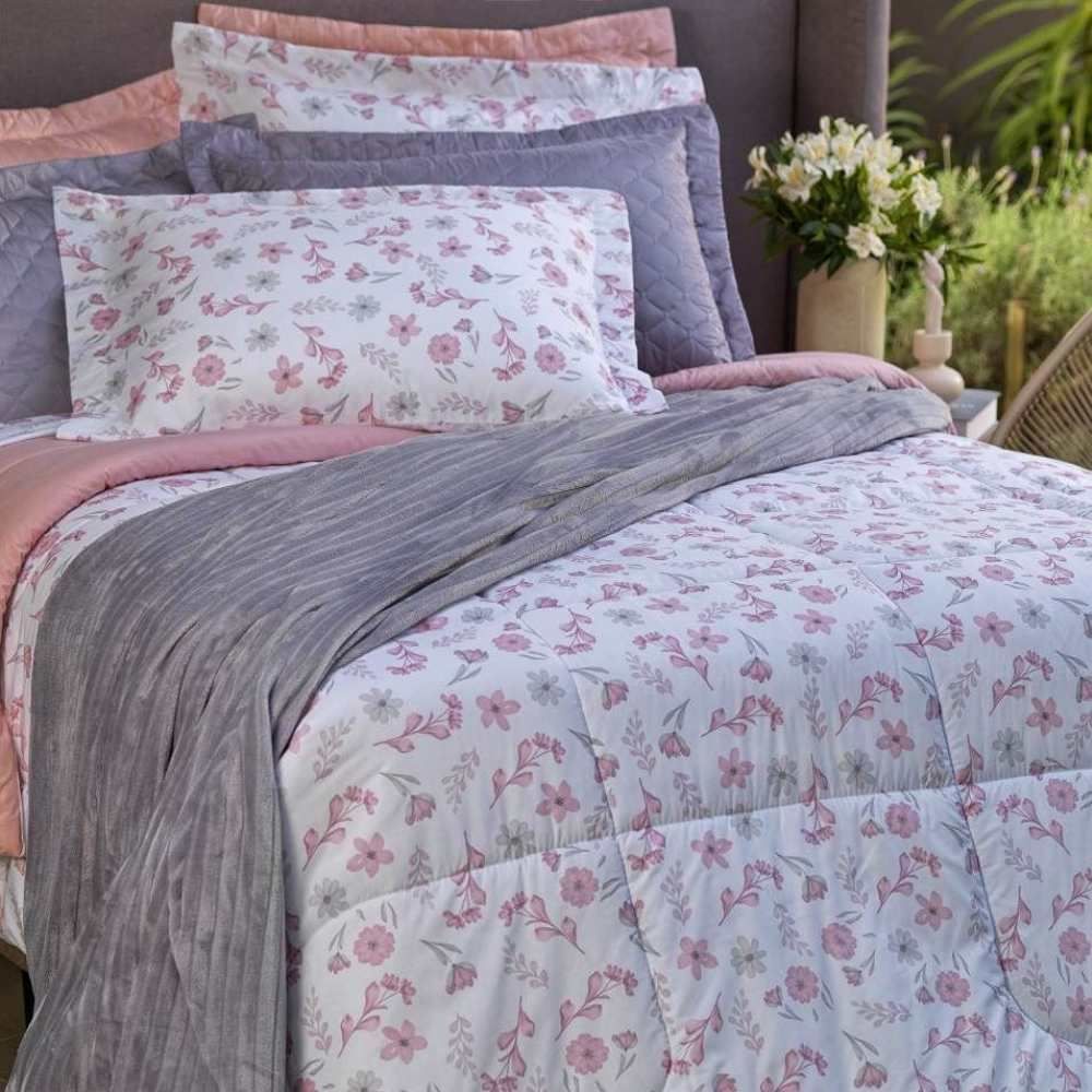 Edredom Casal 180 Fios Percal Buona Fortuna - Nina Rosa