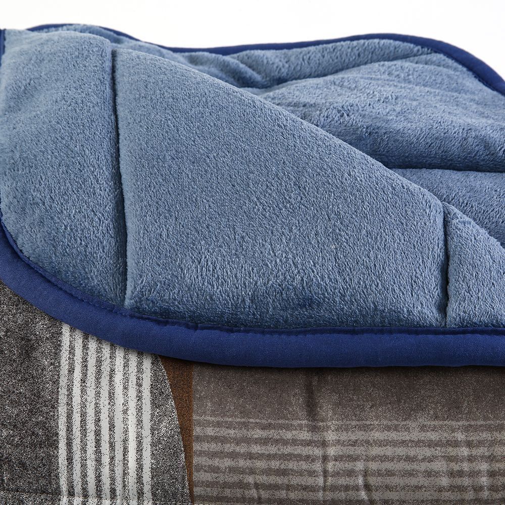 Edredom Casal Dupla Face Plush E Microfibra Napoli Havan Casa - Davi Azul 