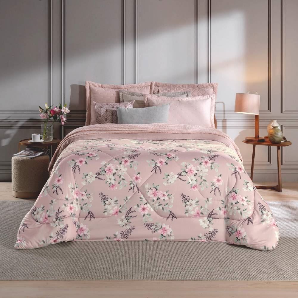 Edredom Casal Dupla Face Napoli Havan Casa - Floral Rose