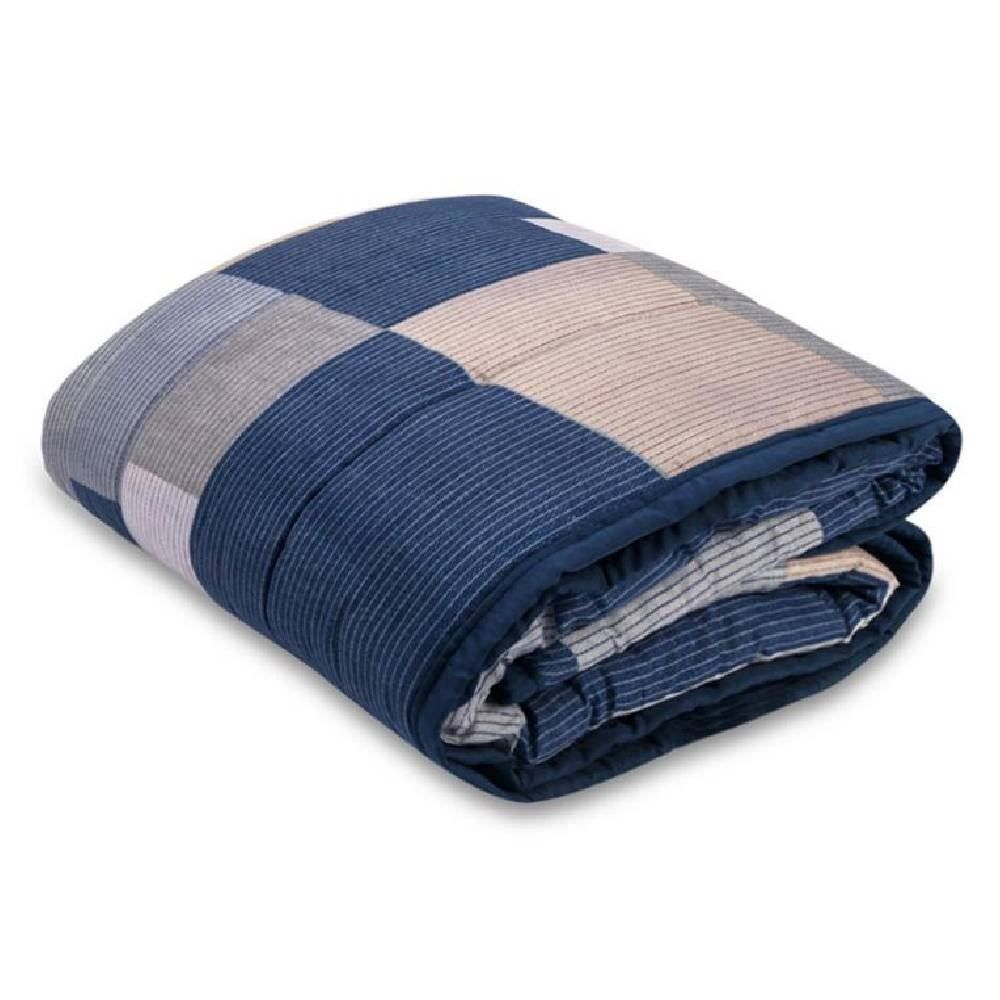 Edredom Casal Dupla Face Napoli Havan Casa - Geométrico Azul 