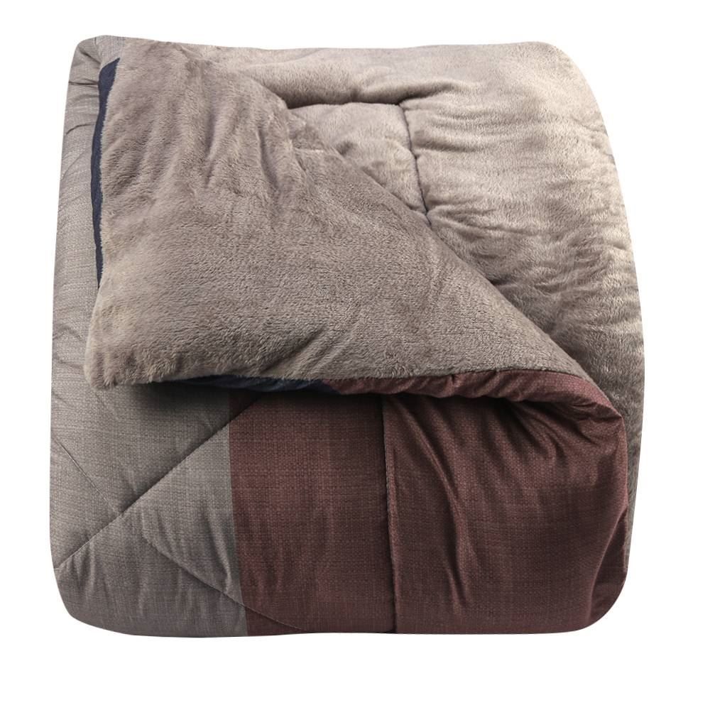 Edredom Casal Dupla Face Plush Versátile Havan Casa - Geométrico Marrom