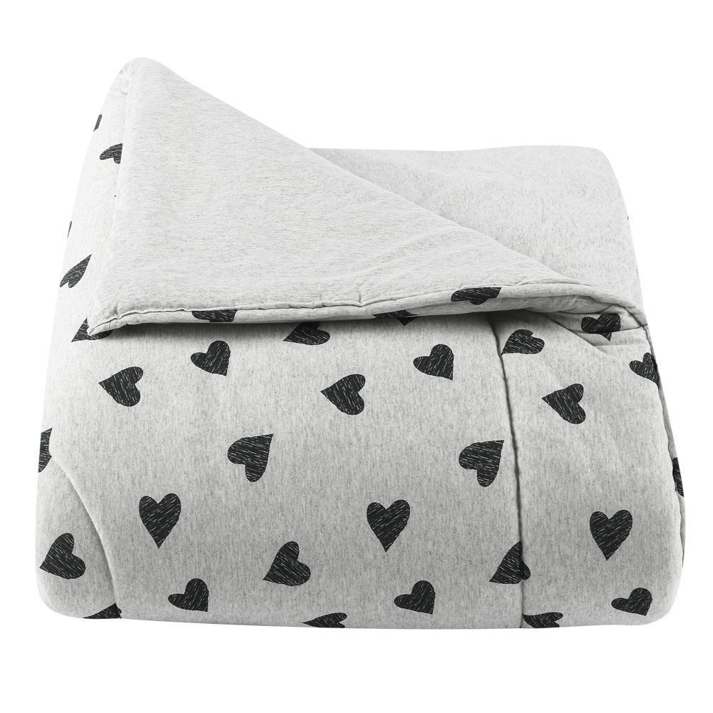 Edredom Casal De Malha Urban Confort Havan Casa - Corações Cinza