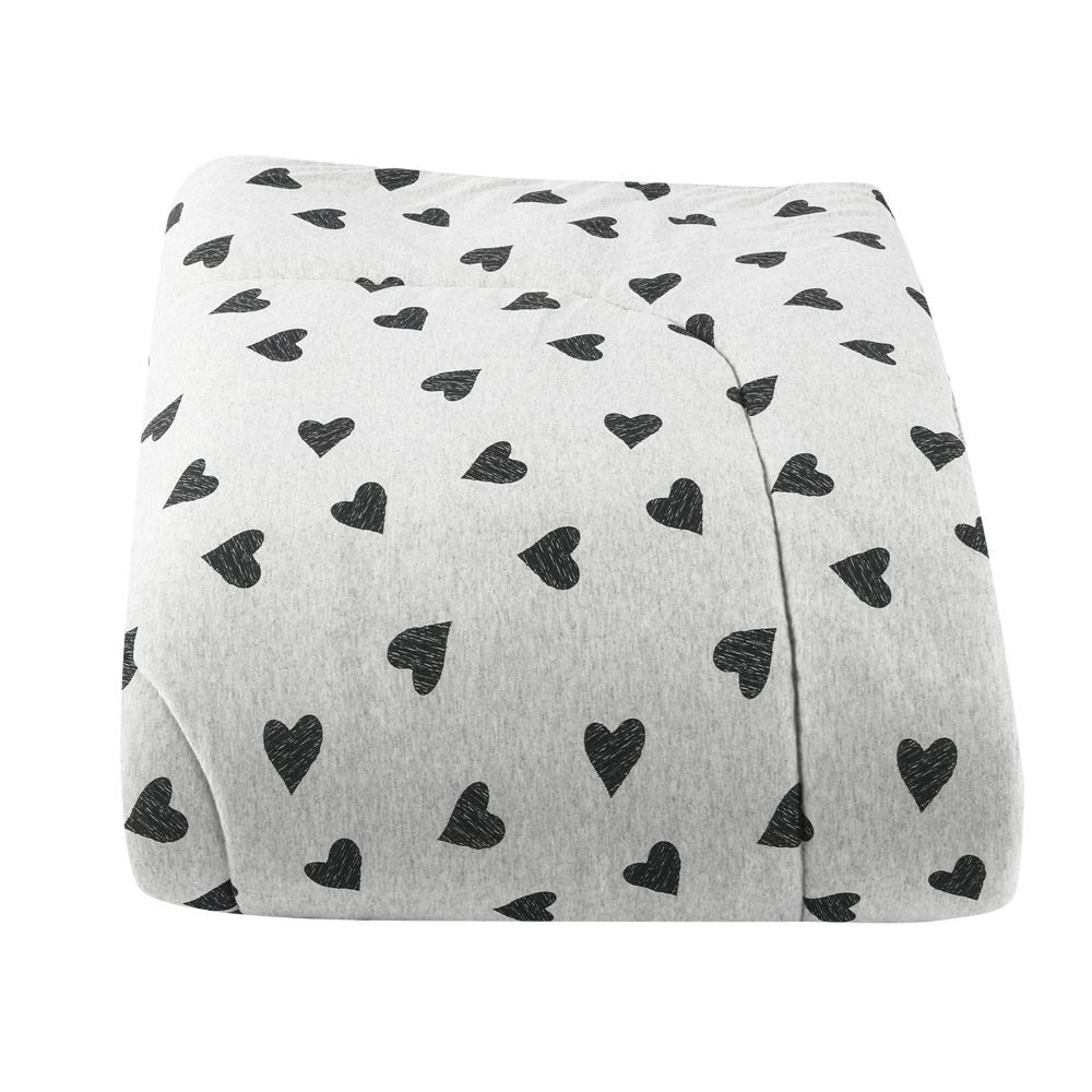 Edredom Casal De Malha Urban Confort Havan Casa - Corações Cinza