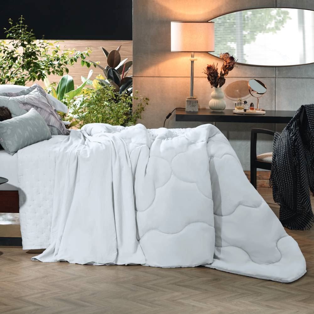Edredom King 100% Poliéster Elegance Hedrons - Branco
