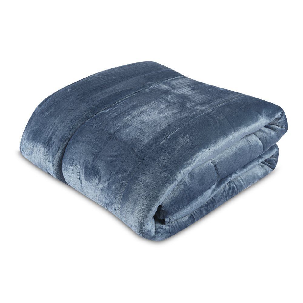Edredom King 100% Poliéster Plush Provence Havan Casa - Azul Jeans 