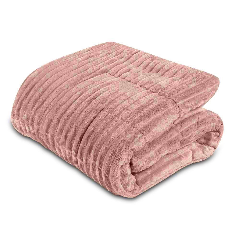 Edredom King 100% Poliéster Premier Canelado Havan Casa - Rosa Argila