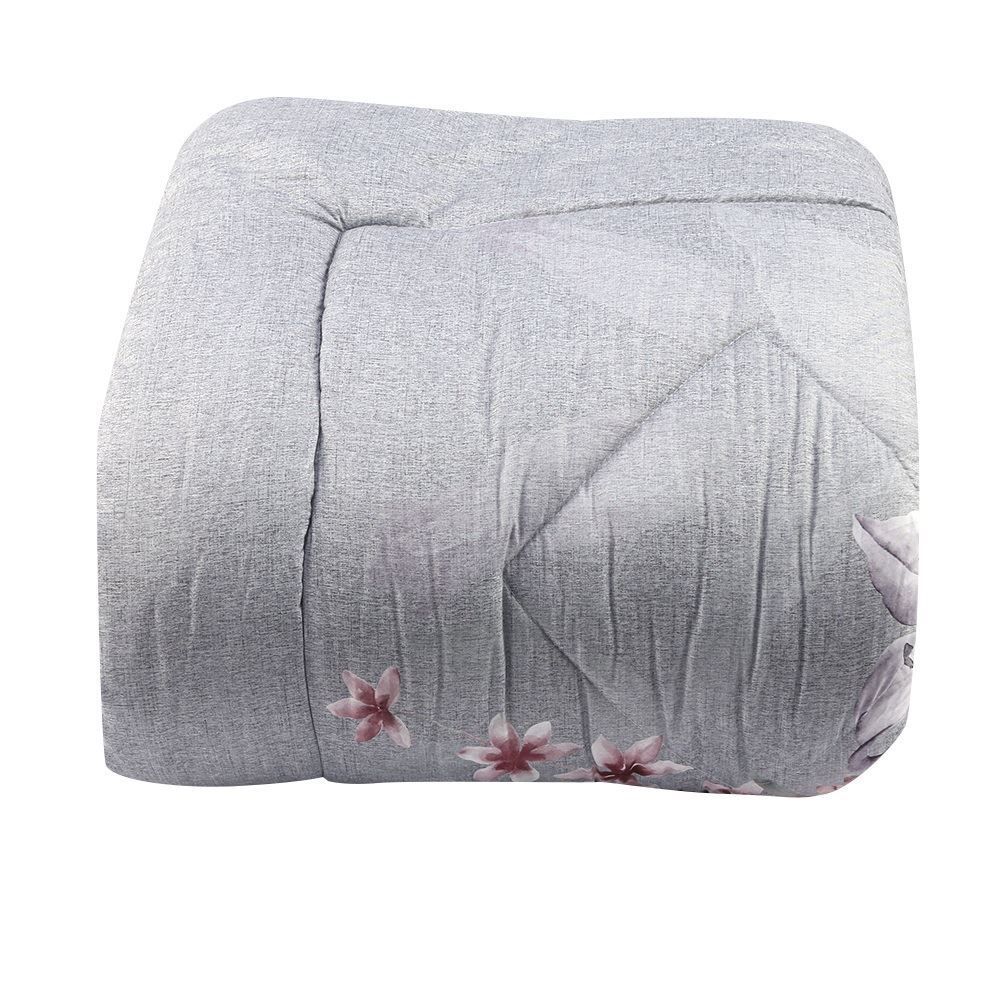 Edredom King Dupla Face Plush Versátile Havan Casa - Floral Cinza