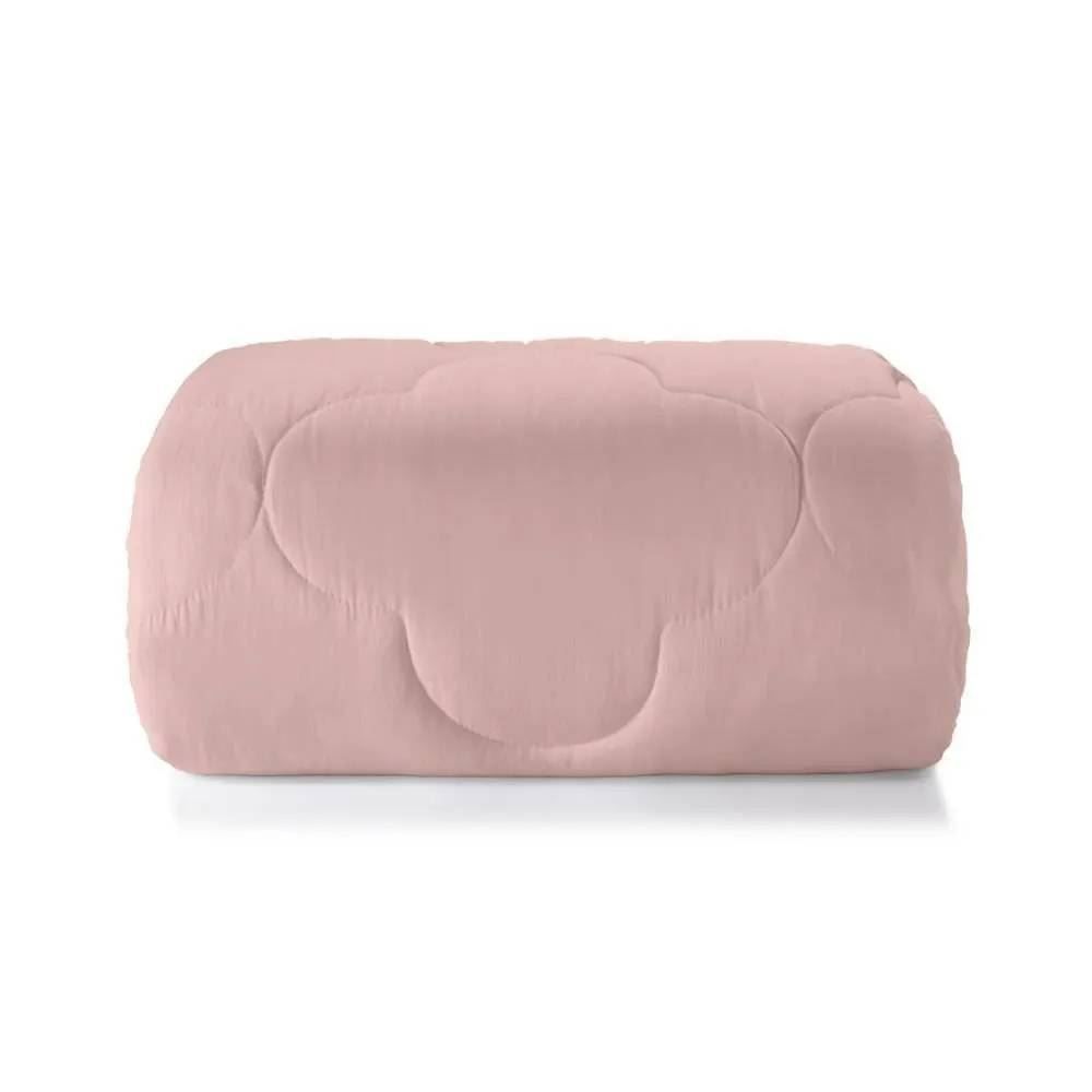 Edredom Queen 100% Poliéster Elegance Hedrons - Rosa tule